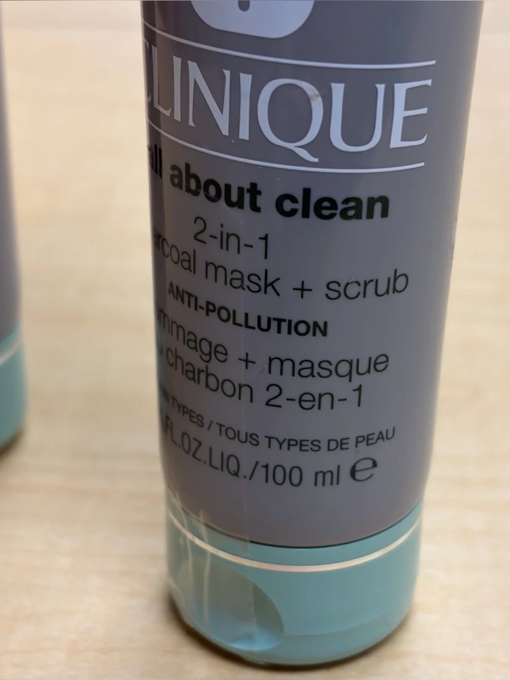 Lot of 2- Clinique All About Clean 2-in-1 Charcoal Mask + Scrub -Full Size 3.4oz